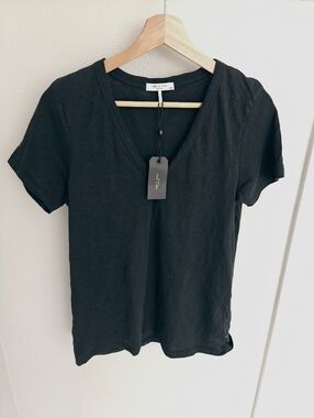 rag & bone Black V-Neck Short Sleeve Tee